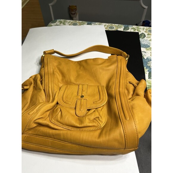 Coldwater Creek Buttery Soft Leather Harvest Gold Yellow Hobo Shoulder Bag Purse - Picture 15 of 16